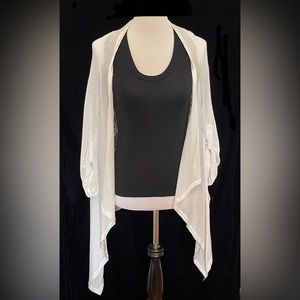 Kimono sweater with an embroidered sheer back in Ivory